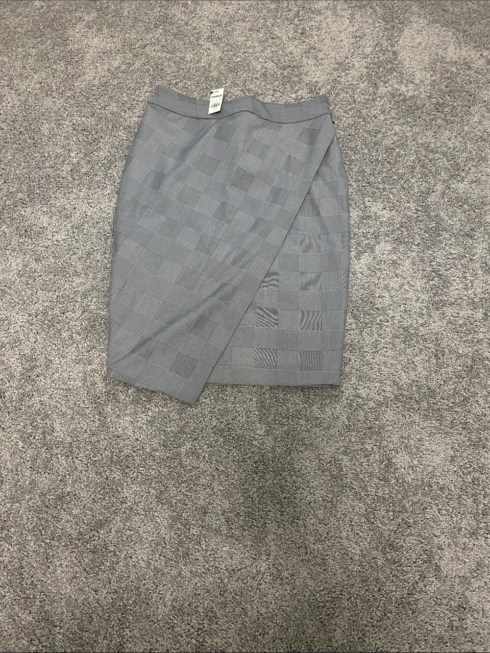 Express Gray Plaid Wrap Pencil Skirt